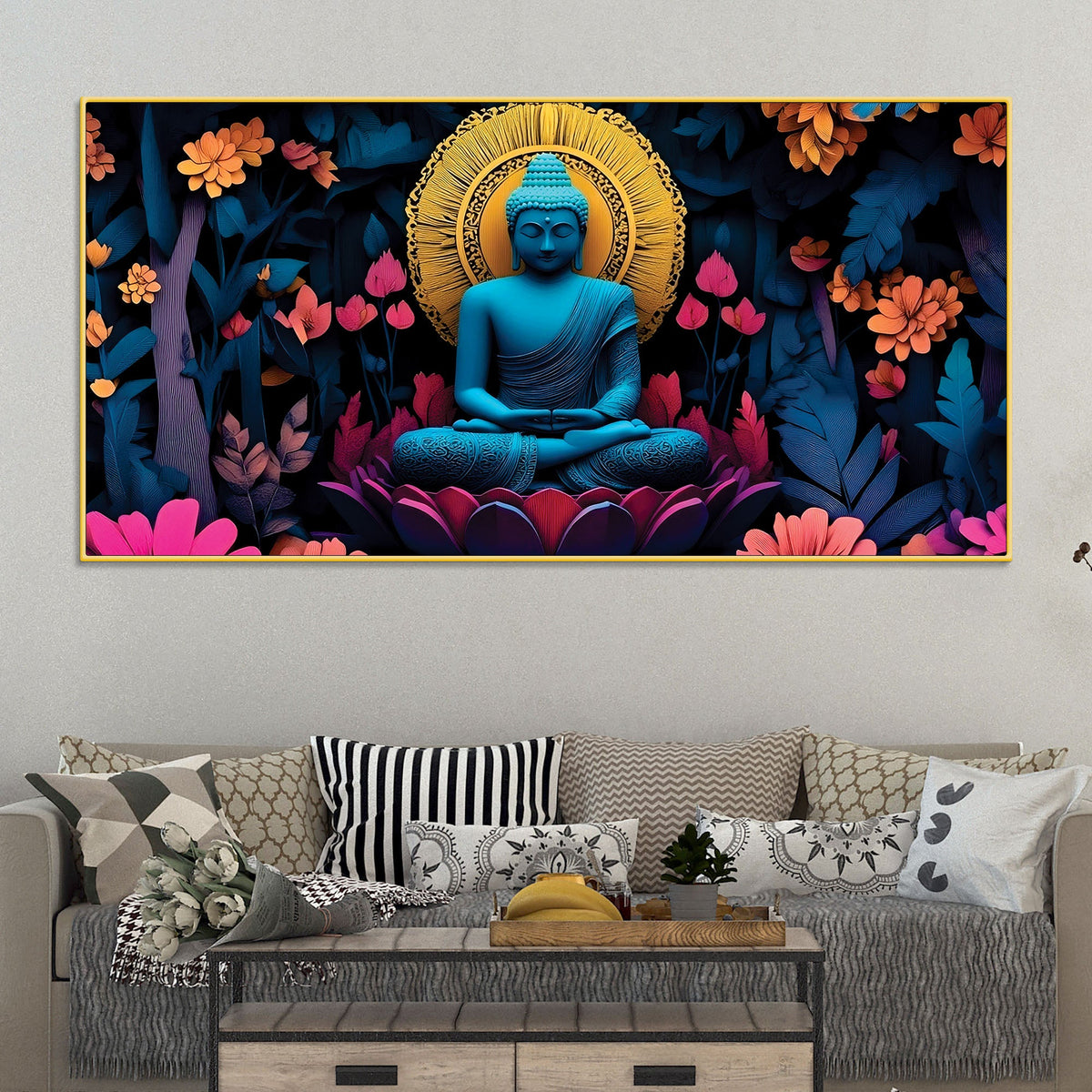 Buddha Floral Painting for Meditation Spaces