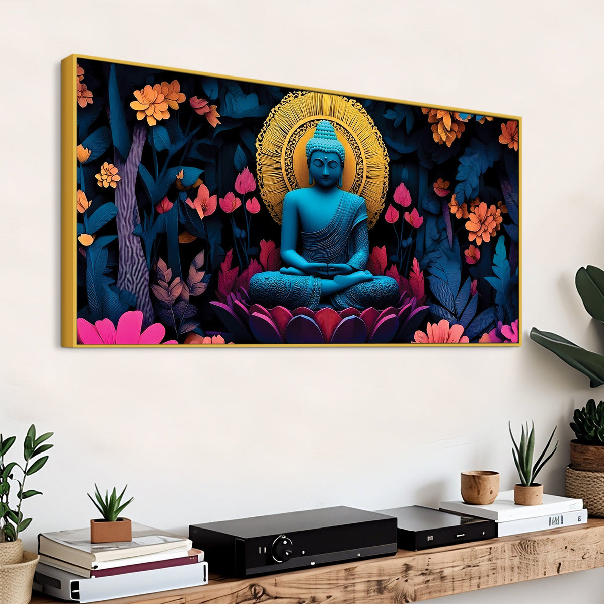 Buddha Floral Painting for Meditation Spaces