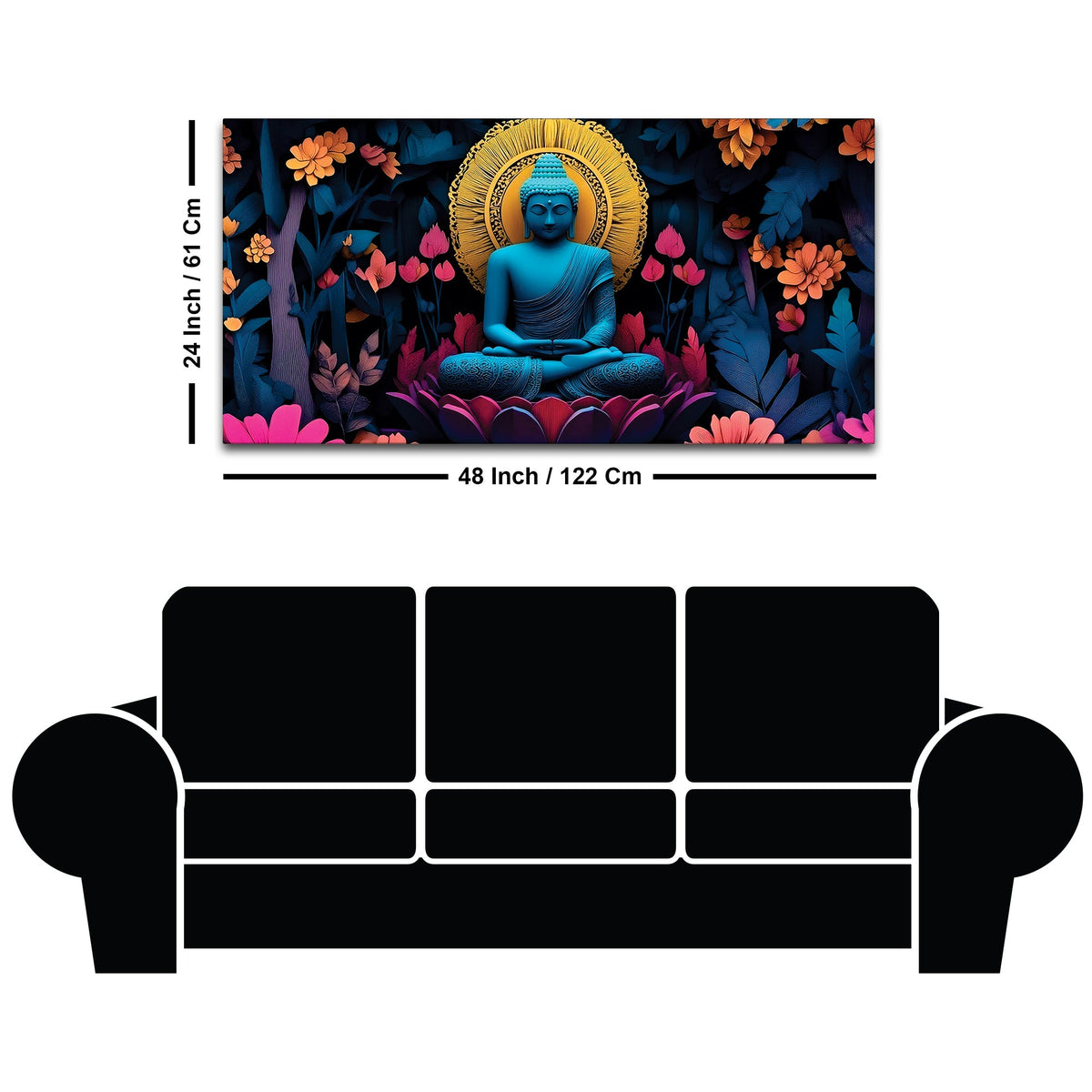 Buddha Floral Painting for Meditation Spaces