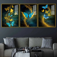 Butterfly Magic Acrylic Wall Decor Painting Set of 3