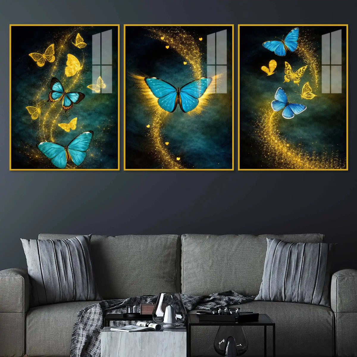 Butterfly Magic Acrylic Wall Decor Painting Set of 3