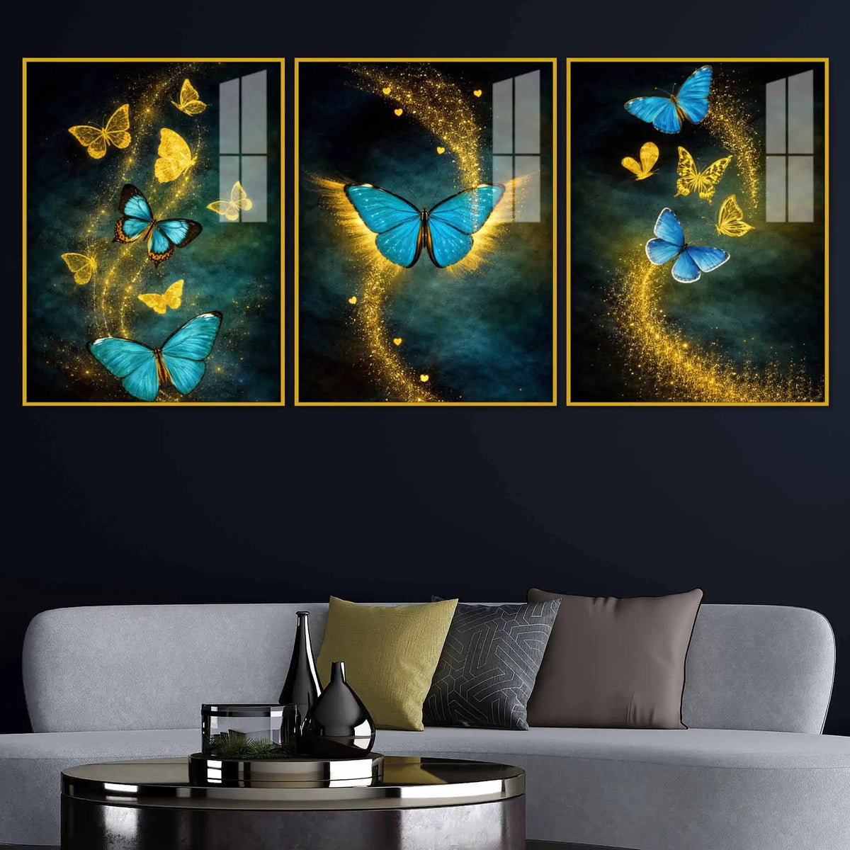 Butterfly Magic Acrylic Wall Decor Painting Set of 3