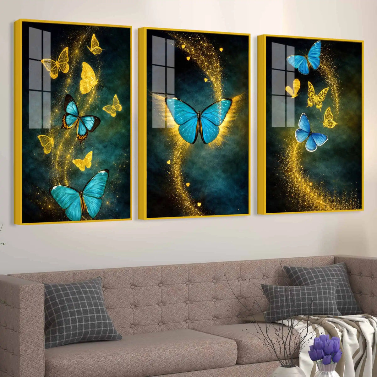 Butterfly Magic Acrylic Wall Decor Painting Set of 3