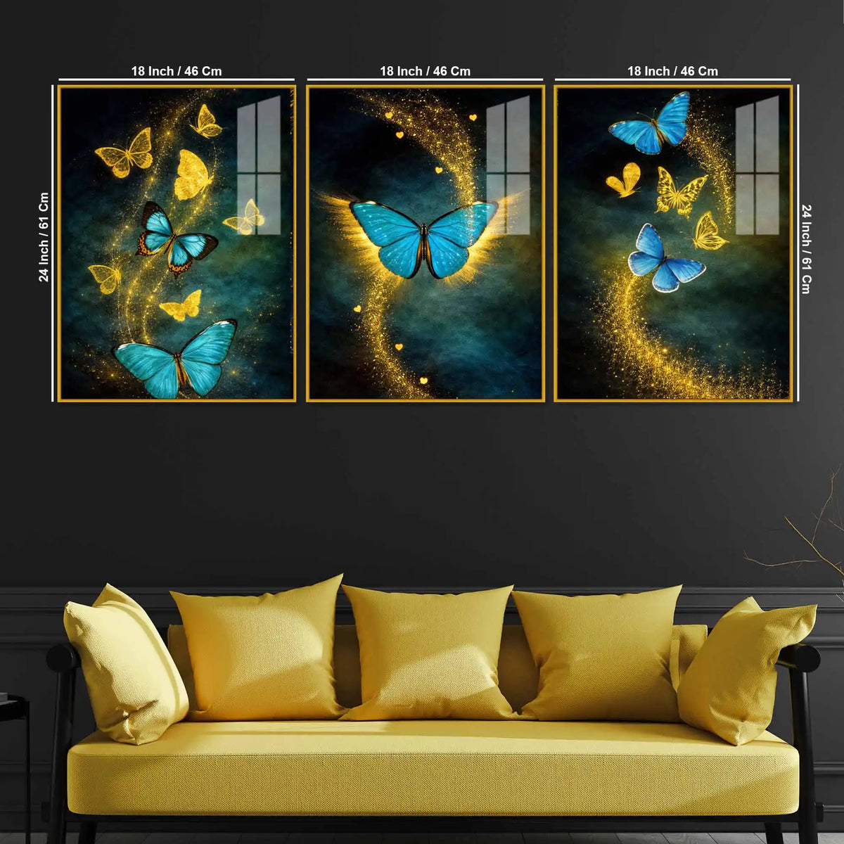 Butterfly Magic Acrylic Wall Decor Painting Set of 3
