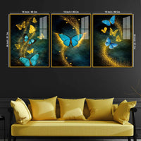 Butterfly Magic Acrylic Wall Decor Painting Set of 3