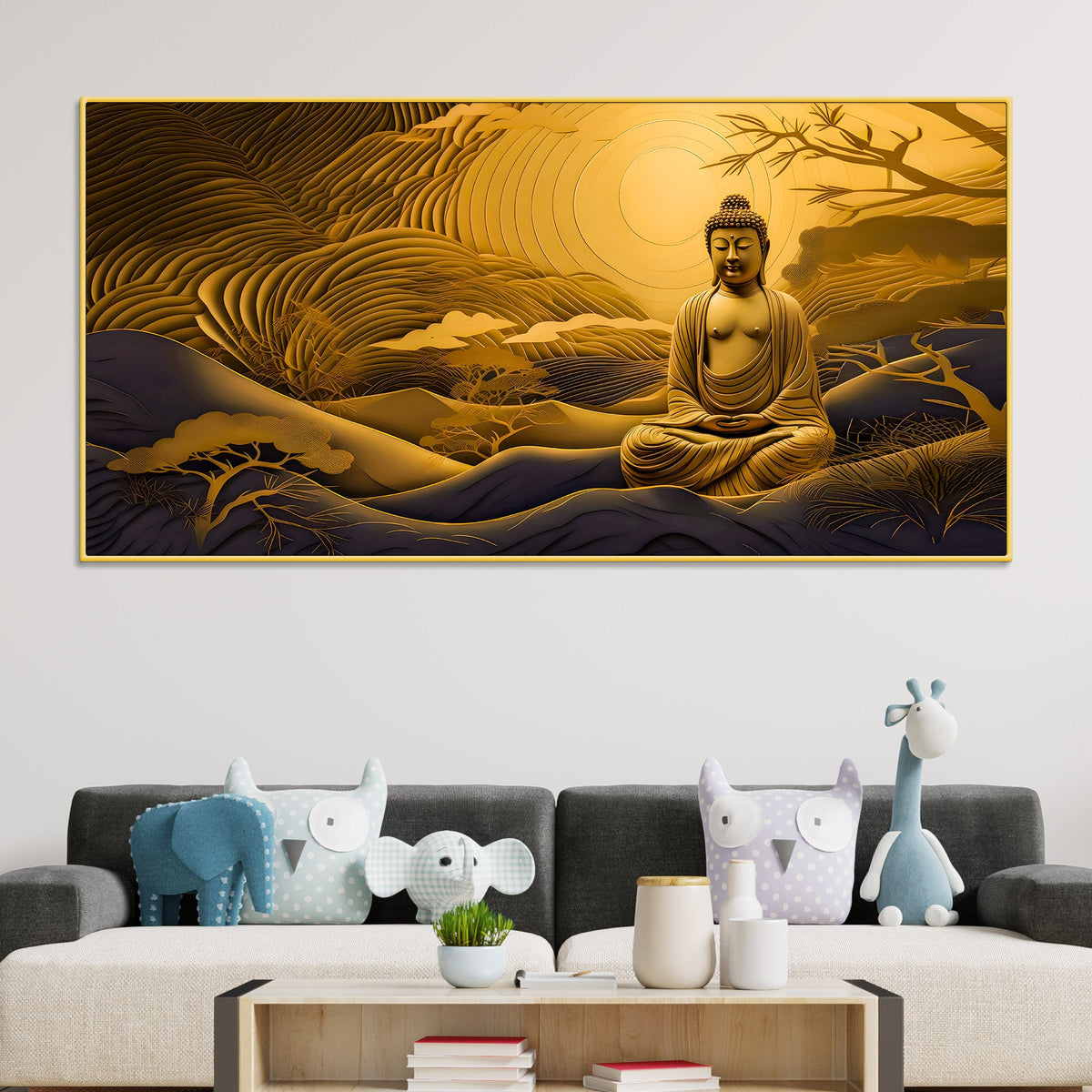 Calm Buddha Wall Painting for Spiritual Home Décor