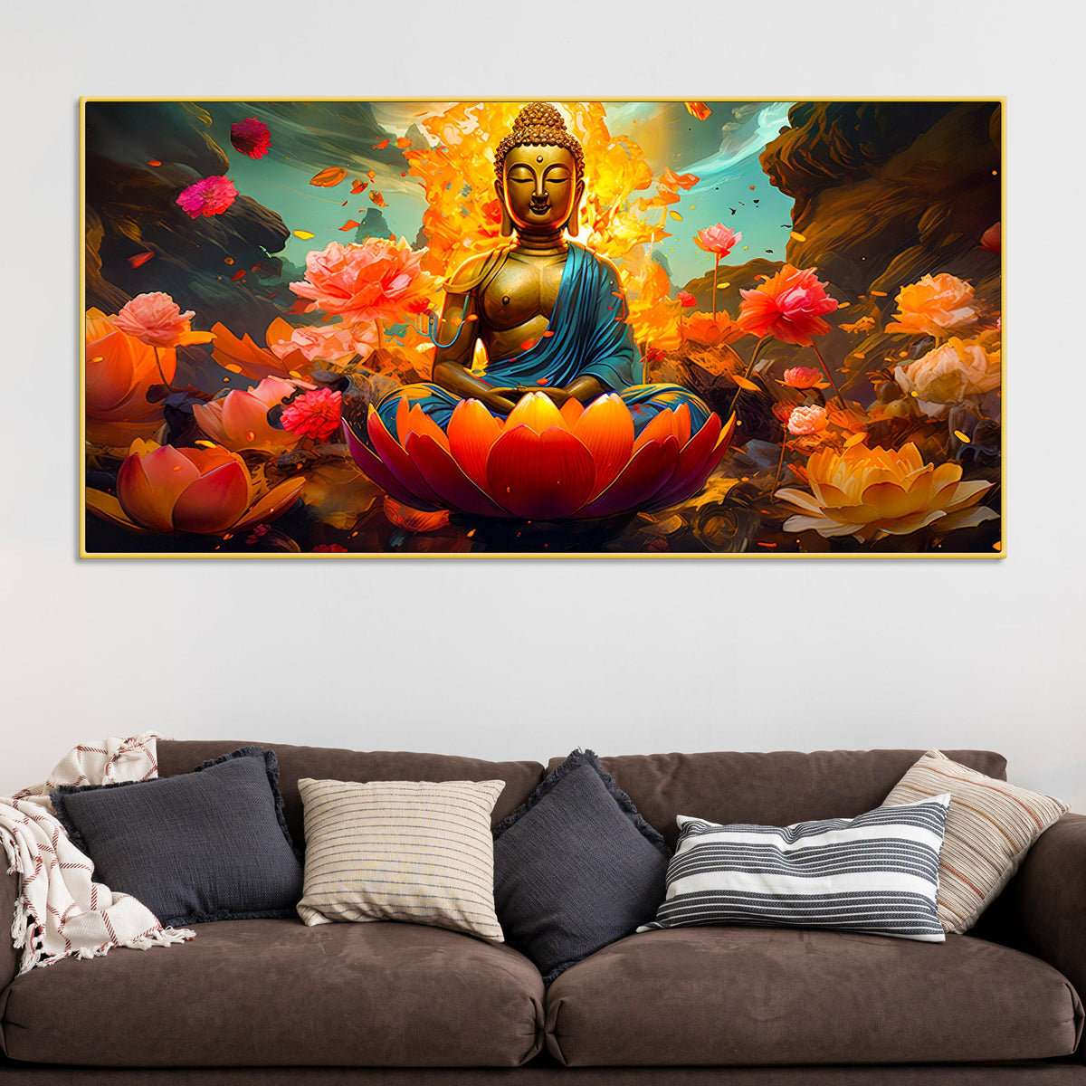 Calm & Peaceful Buddha Canvas Painting for Home Walls