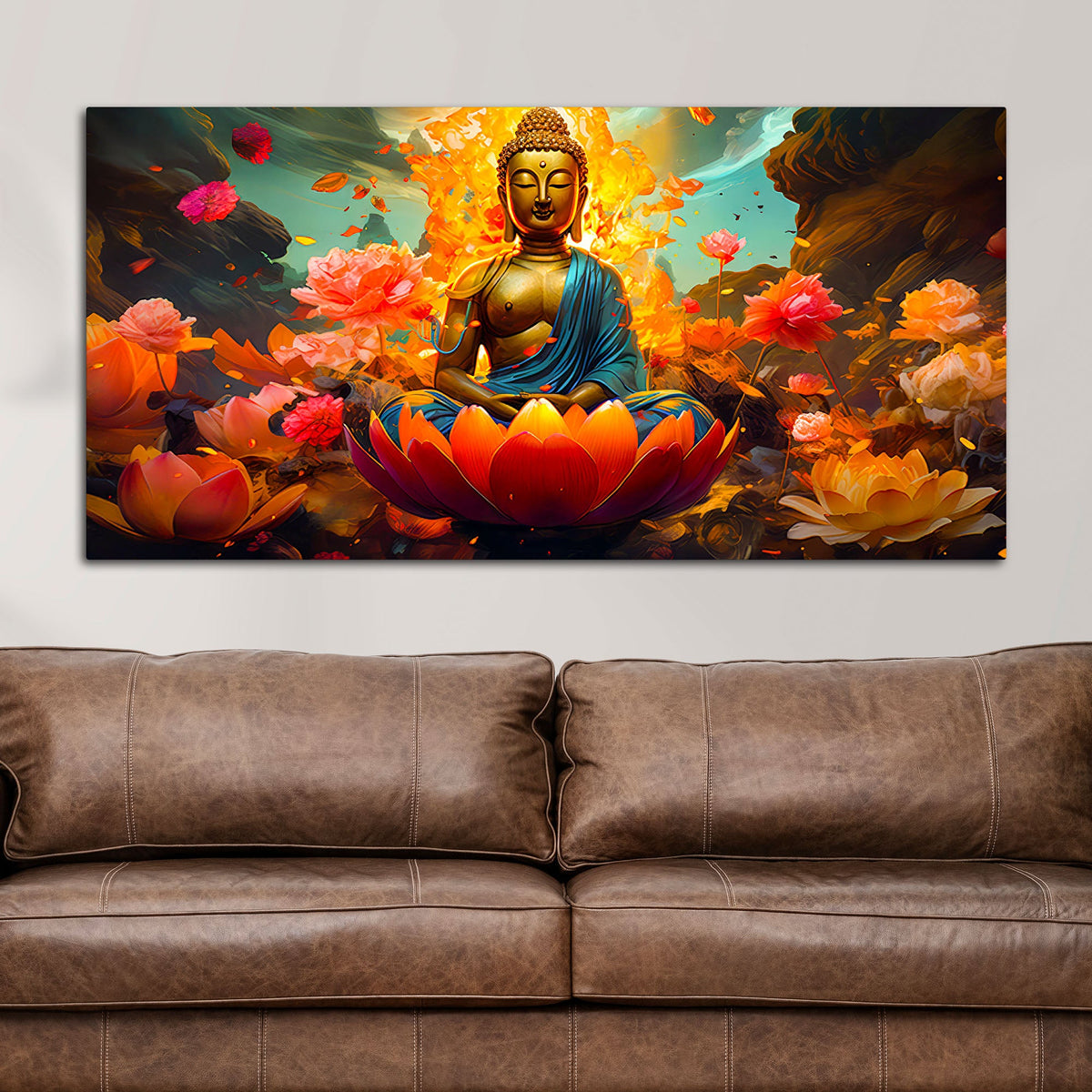 Calm & Peaceful Buddha Canvas Painting for Home Walls