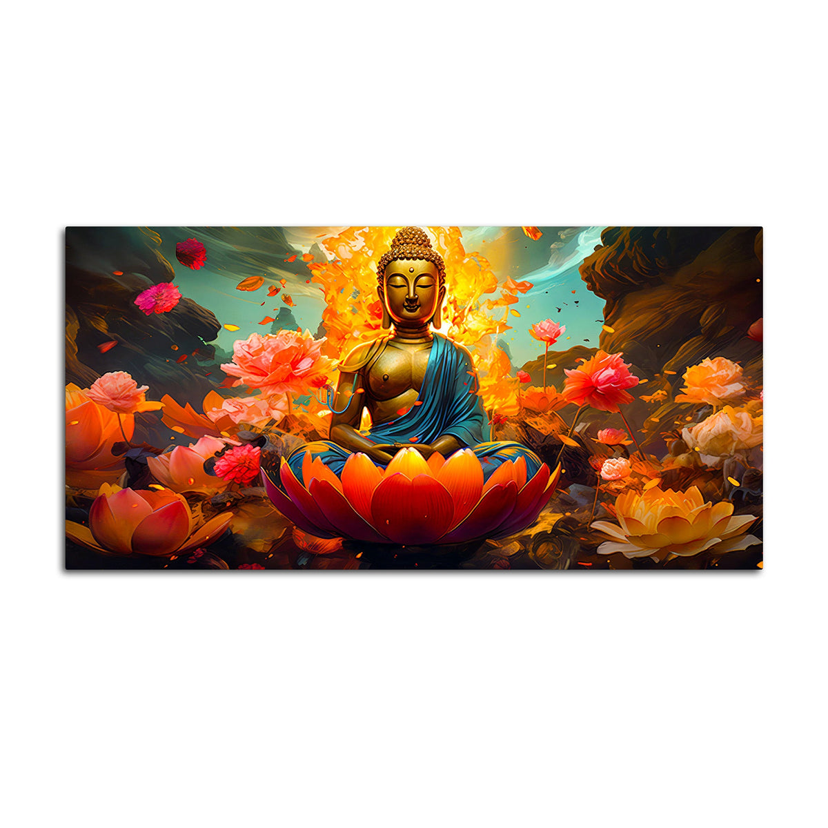 Calm & Peaceful Buddha Canvas Painting for Home Walls