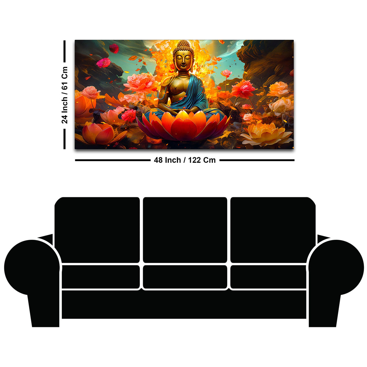 Calm & Peaceful Buddha Canvas Painting for Home Walls