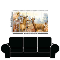 Canvas Wall Painting Pair of Deer in the Forest Set of Five