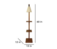 Castle 3 Tier Floor Lamp with Brown Base and Jute Fabric Lampshade