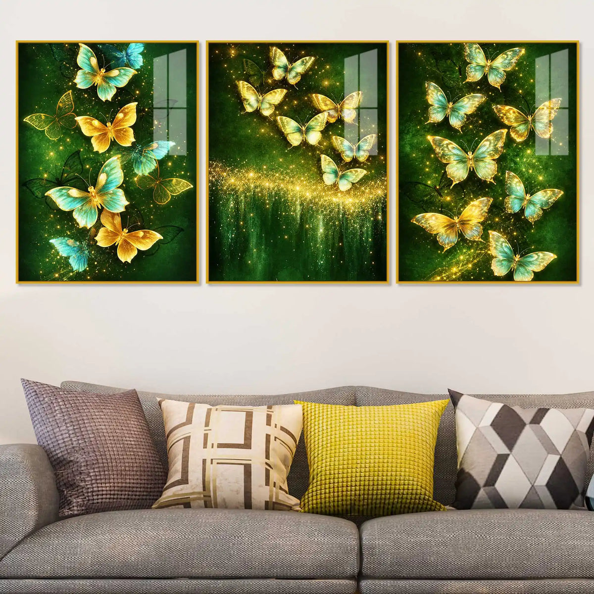 Celestial Butterflies Fluttering Acrylic Floating Wall Painting Set of 3