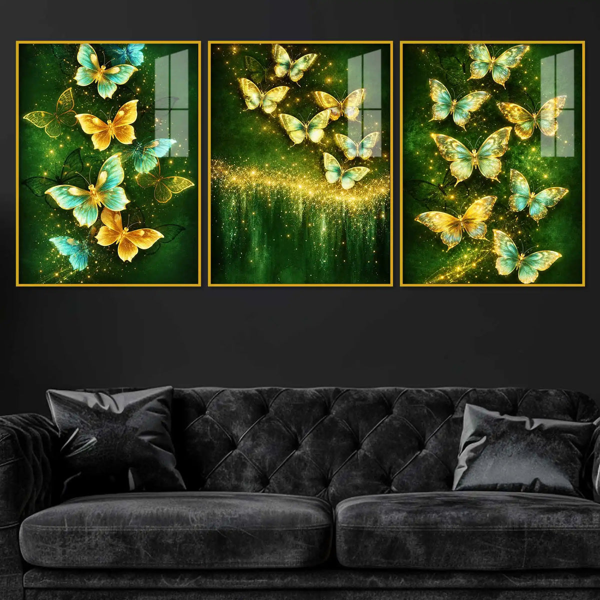 Celestial Butterflies Fluttering Acrylic Floating Wall Painting Set of 3