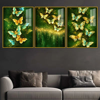 Celestial Butterflies Fluttering Acrylic Floating Wall Painting Set of 3