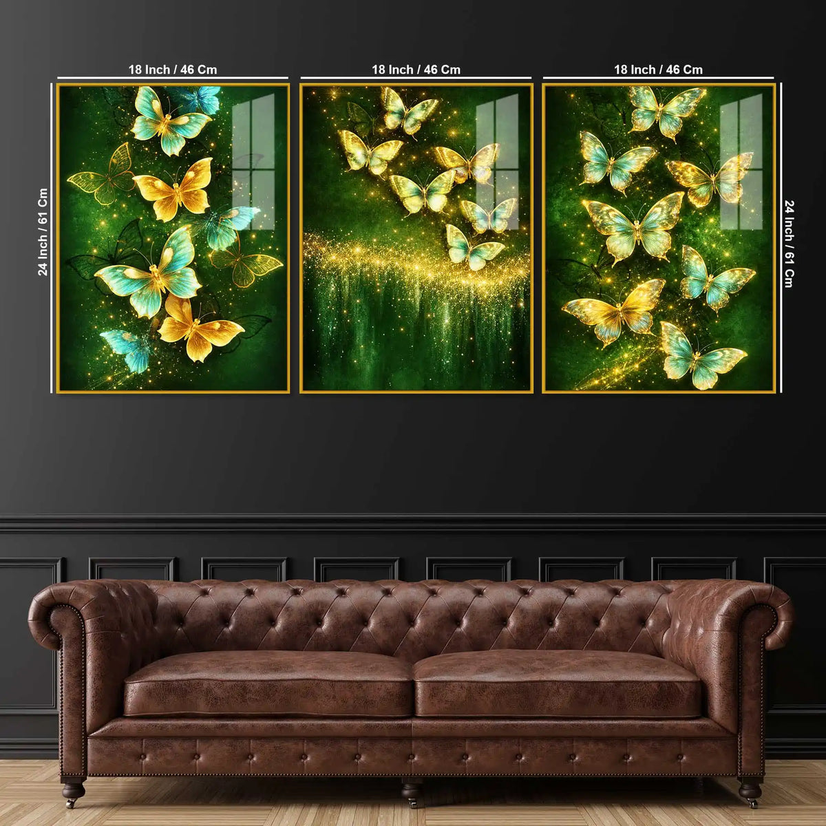Celestial Butterflies Fluttering Acrylic Floating Wall Painting Set of 3