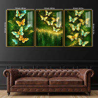 Celestial Butterflies Fluttering Acrylic Floating Wall Painting Set of 3