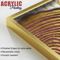 Celestial Gold Geometry Acrylic Floating Frame Wall Painting Set of 3