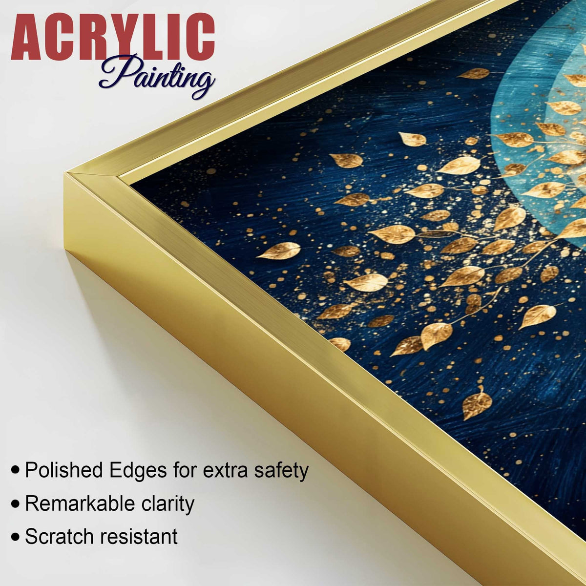 Celestial Golden Tree of Prosperity Acrylic Floating Wall Painting Set of 2