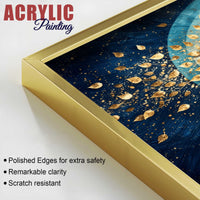Celestial Golden Tree of Prosperity Acrylic Floating Wall Painting Set of 2