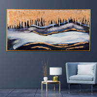 Celestial Tide Abstract Hand Painted Wall Painting with Floating Frame