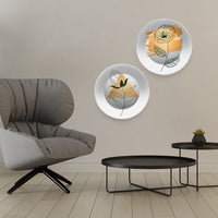 Ceramic Wall Plates with Beautiful Flowers Leaf Design Art Hanging Plates of Two Pieces