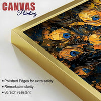 Charming Golden Blue Peacock Canvas Wall Painting for Home & Office