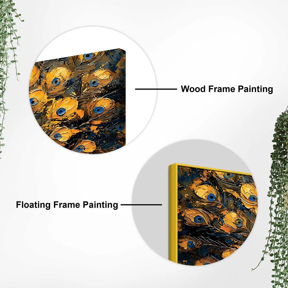 Charming Golden Blue Peacock Canvas Wall Painting for Home & Office