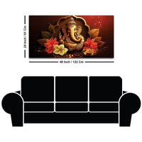 Charming Lord Ganesha Blessing Canvas Wall Painting with Lotus Flower Art for Home & Office Decoration – Modern Spiritual Wall Decor