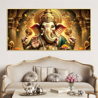 Charming Lord Shri Ganeshji Spiritual Canvas Wall Painting for Home & Office Decoration – Modern Religious Wall Art