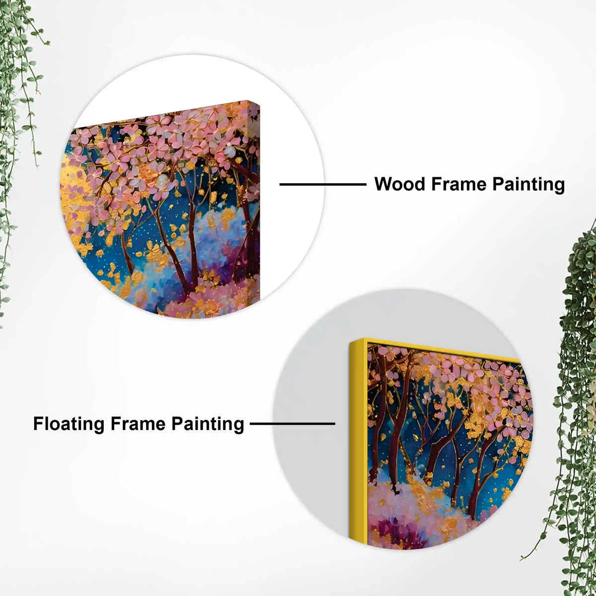 Cherry Blossom Moon Abstract Canvas Painting for Home Decor