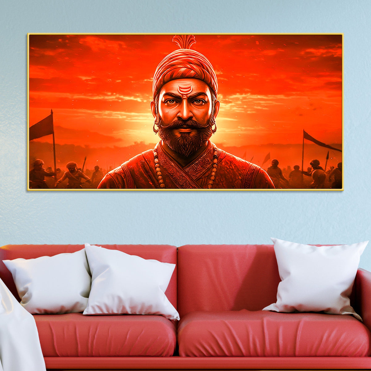 Chhatrapati Shivaji Maharaj Royal Warrior Wall Painting for Home Decor