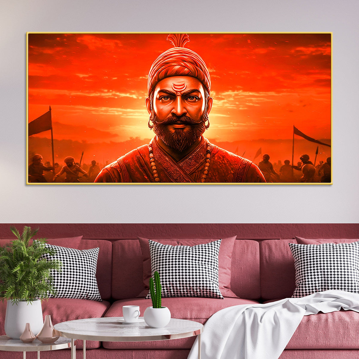 Chhatrapati Shivaji Maharaj Royal Warrior Wall Painting for Home Decor