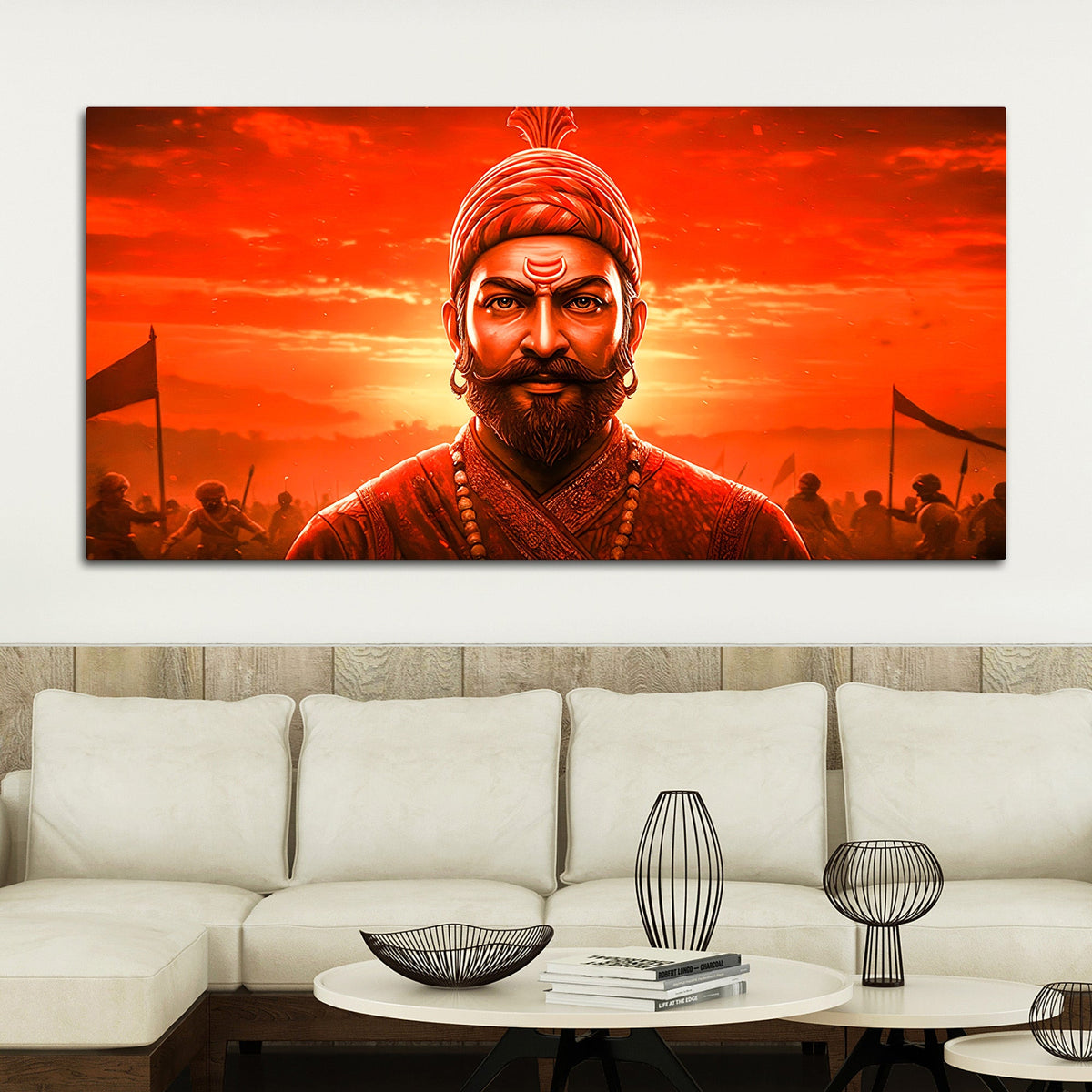 Chhatrapati Shivaji Maharaj Royal Warrior Wall Painting for Home Decor