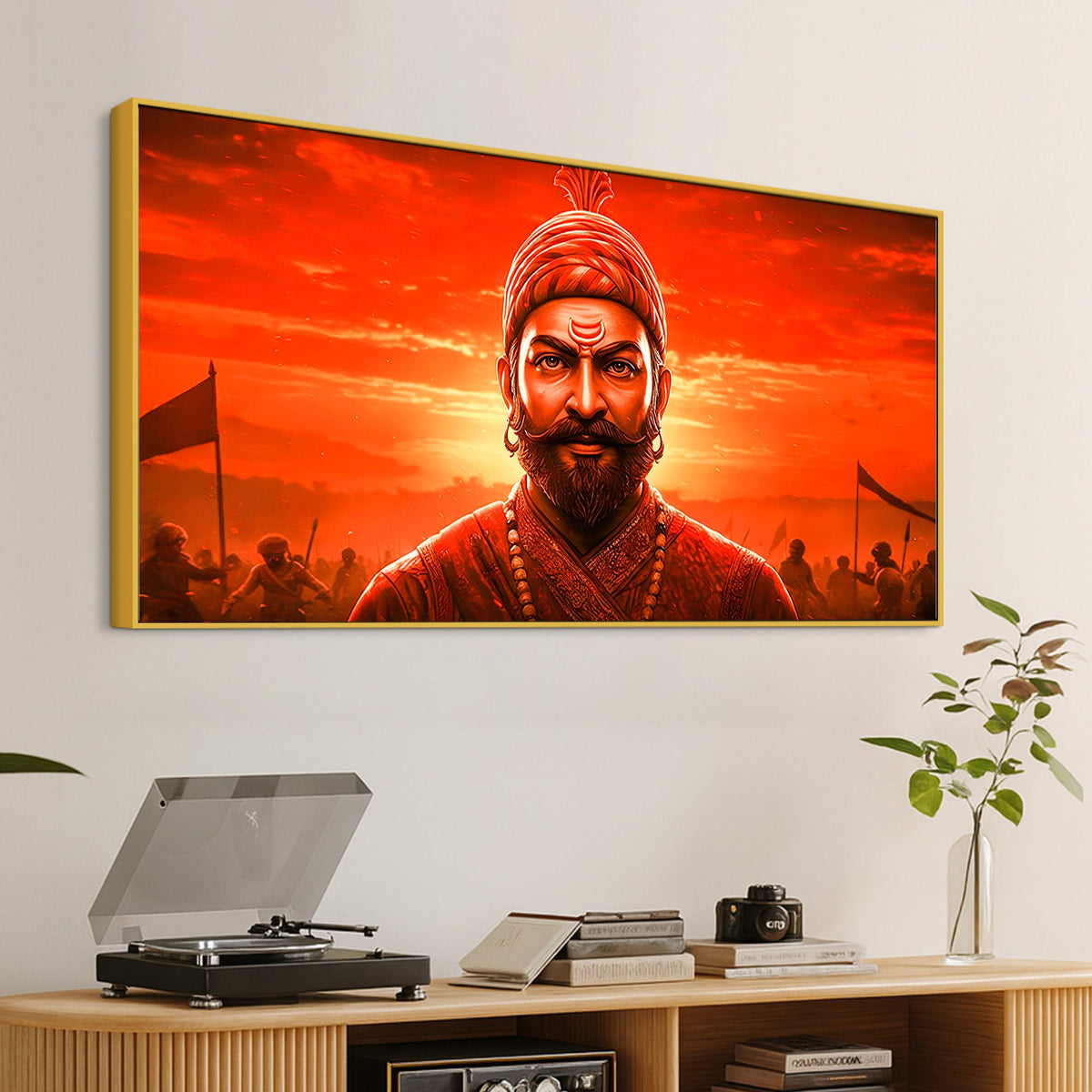 Chhatrapati Shivaji Maharaj Royal Warrior Wall Painting for Home Decor