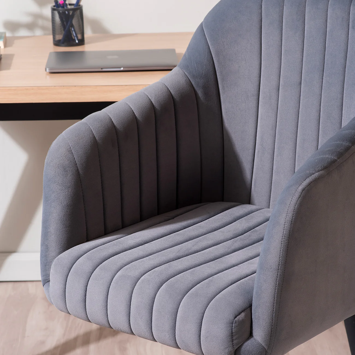 Chic Grey Accent Chair with Tufted Design