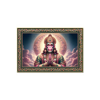 Chiranjivi Lord Hanuman Floral Border Canvas Wall Painting