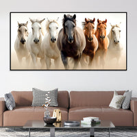 Cinematic view of Seven Horses Running Canvas Wall Painting