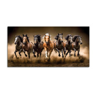 Cinematic view of Seven Running Horses Canvas Wall Painting