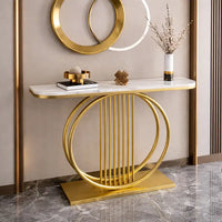 Circular Decorative Golden Metal Finish Stylish Console Table