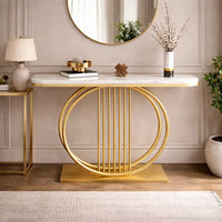 Circular Decorative Golden Metal Finish Stylish Console Table