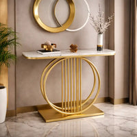 Circular Decorative Golden Metal Finish Stylish Console Table
