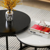 Classic Black & White Round Coffee Table Set of 2