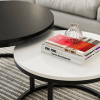 Classic Black & White Round Coffee Table Set of 2