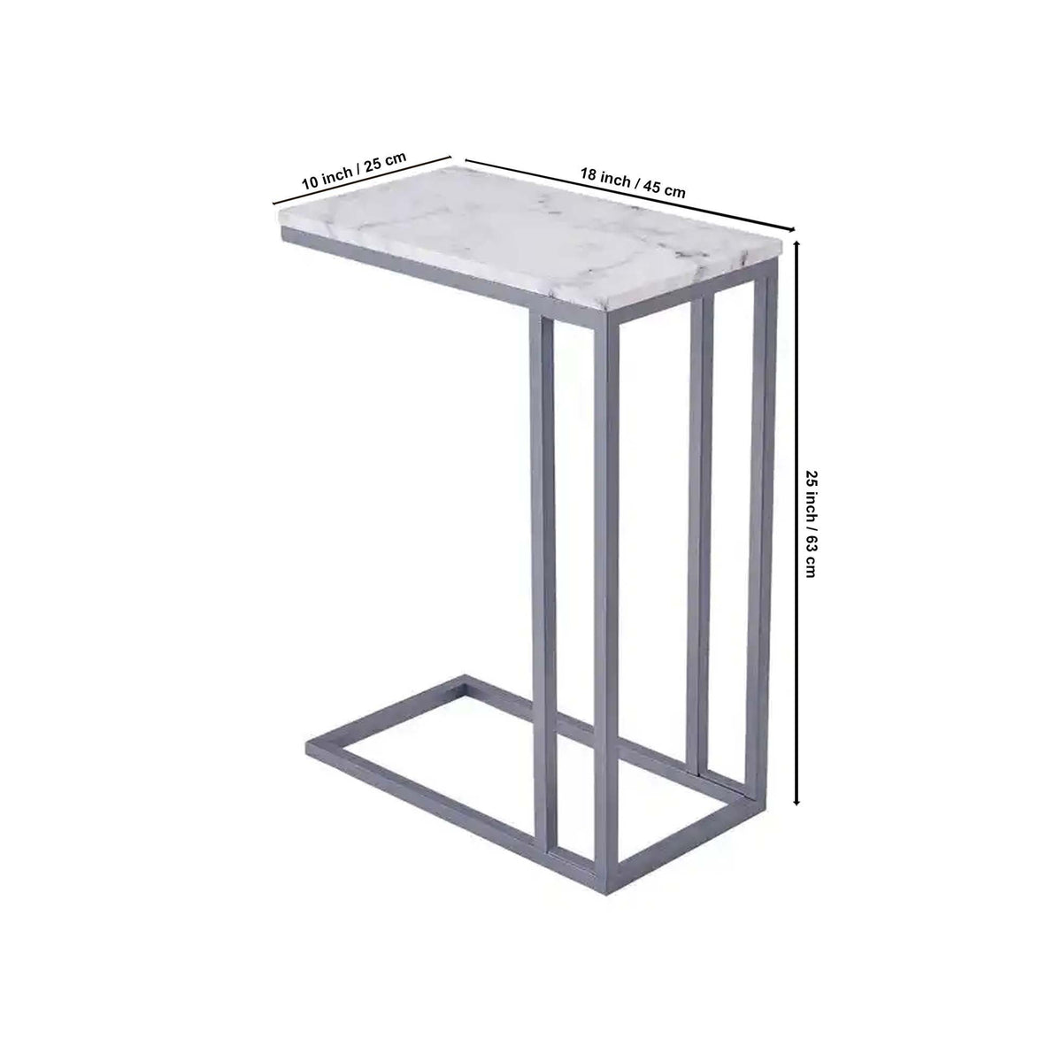 Classic C-Shaped White Marble Designer Side Table