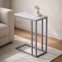 Classic C-Shaped White Marble Designer Side Table