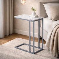 Classic C-Shaped White Marble Designer Side Table