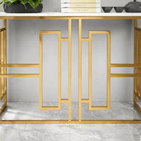 Classic Console Table with White Marble in Golden Metal Finish