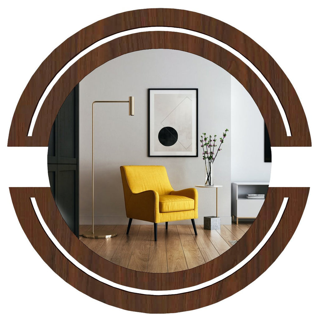 Classic Design Mirror with Walnut Finish
