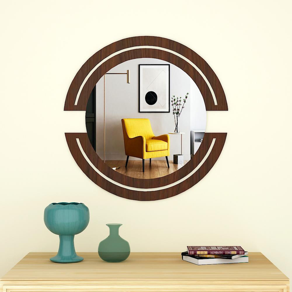 Classic Design Mirror with Walnut Finish